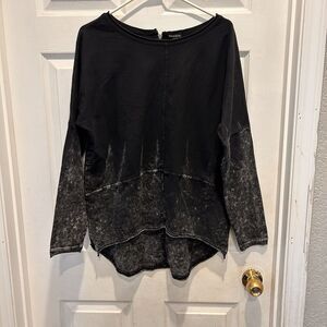 Rebecca Elliot Black Tie Dye Sweatshirt High Low Tunic Cotton Lagenlook‎ Large